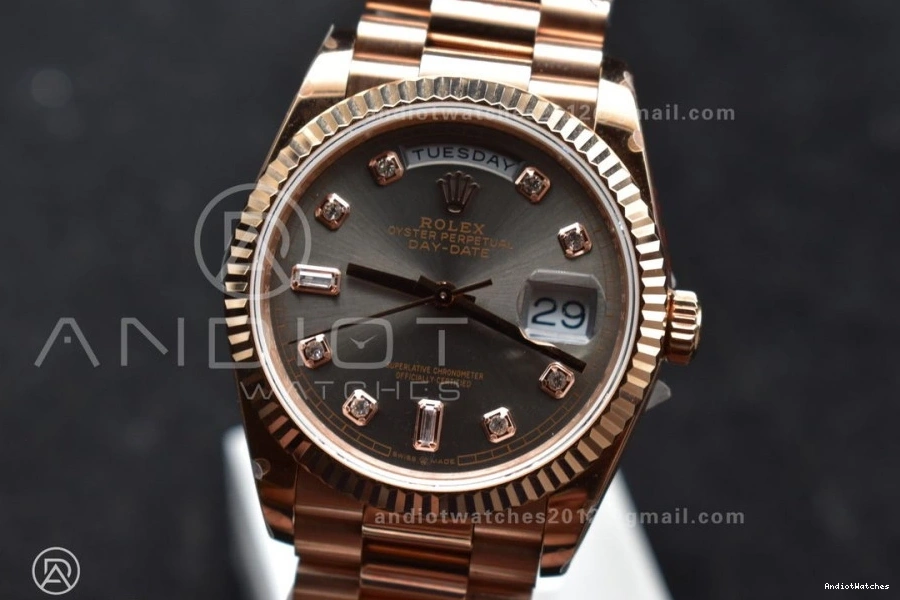 RG 904L Bracelet Weight) QF Edition Steel Original V5 (Gain Square Diamond Grey DayDate 36 President with 671 vr3255 on Dial Best 0208